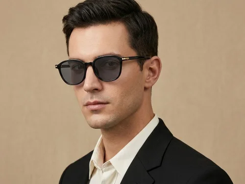 Lunettes de soleil rectangulaires noires TR90 #BS0824-0328