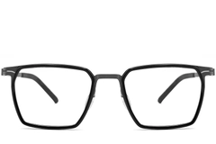 Rechthoekige zwarte titanium bril #BS1013-0006