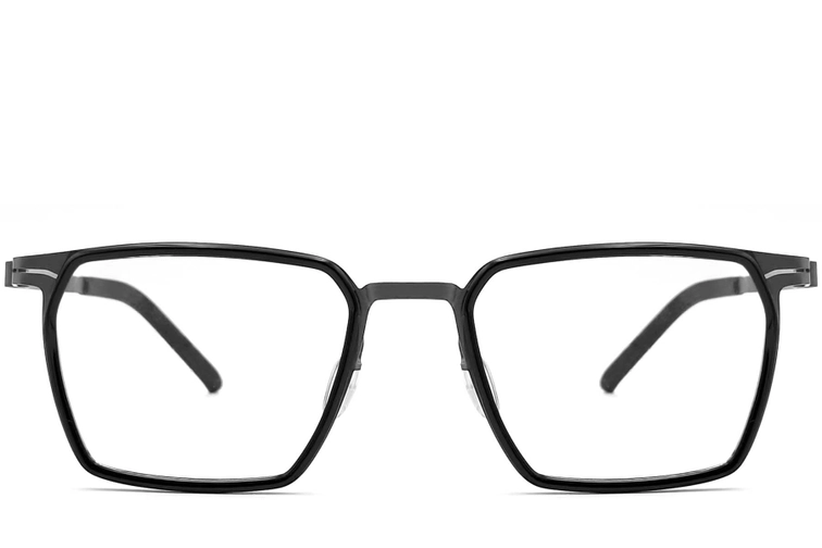 Gafas rectangulares de titanio negro #BS1013-0006
