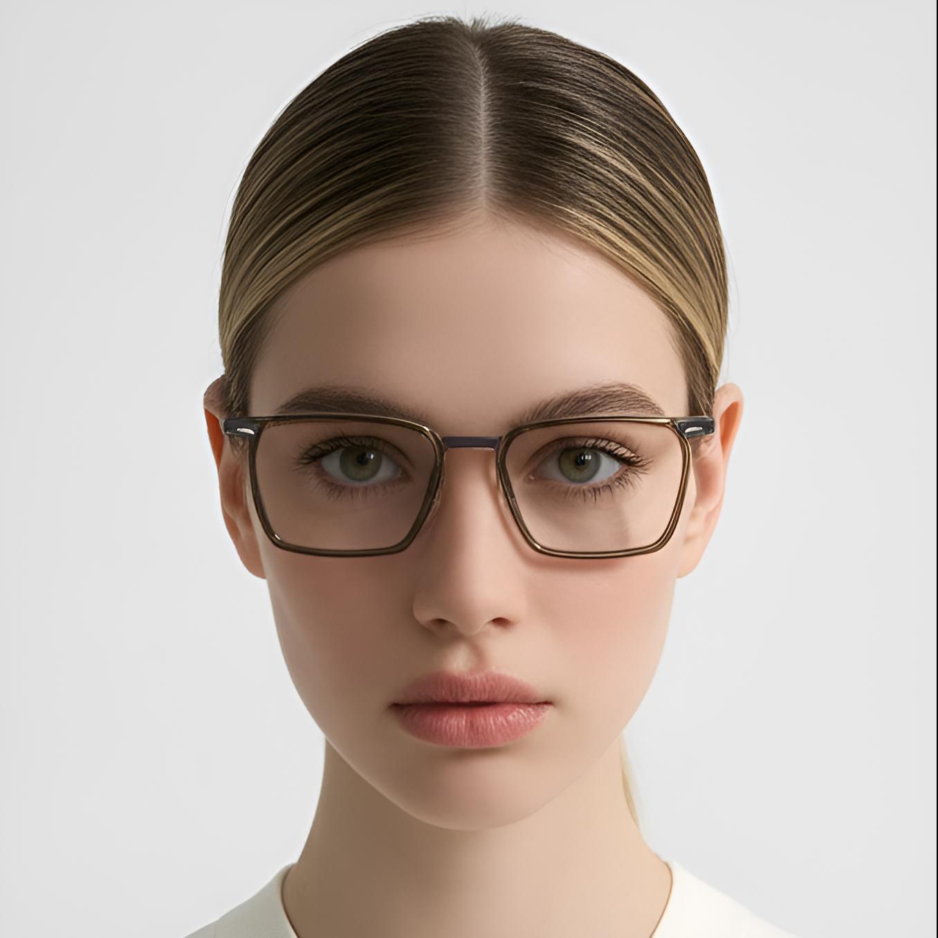 Gafas rectangulares de titanio verde #BS1013-0007