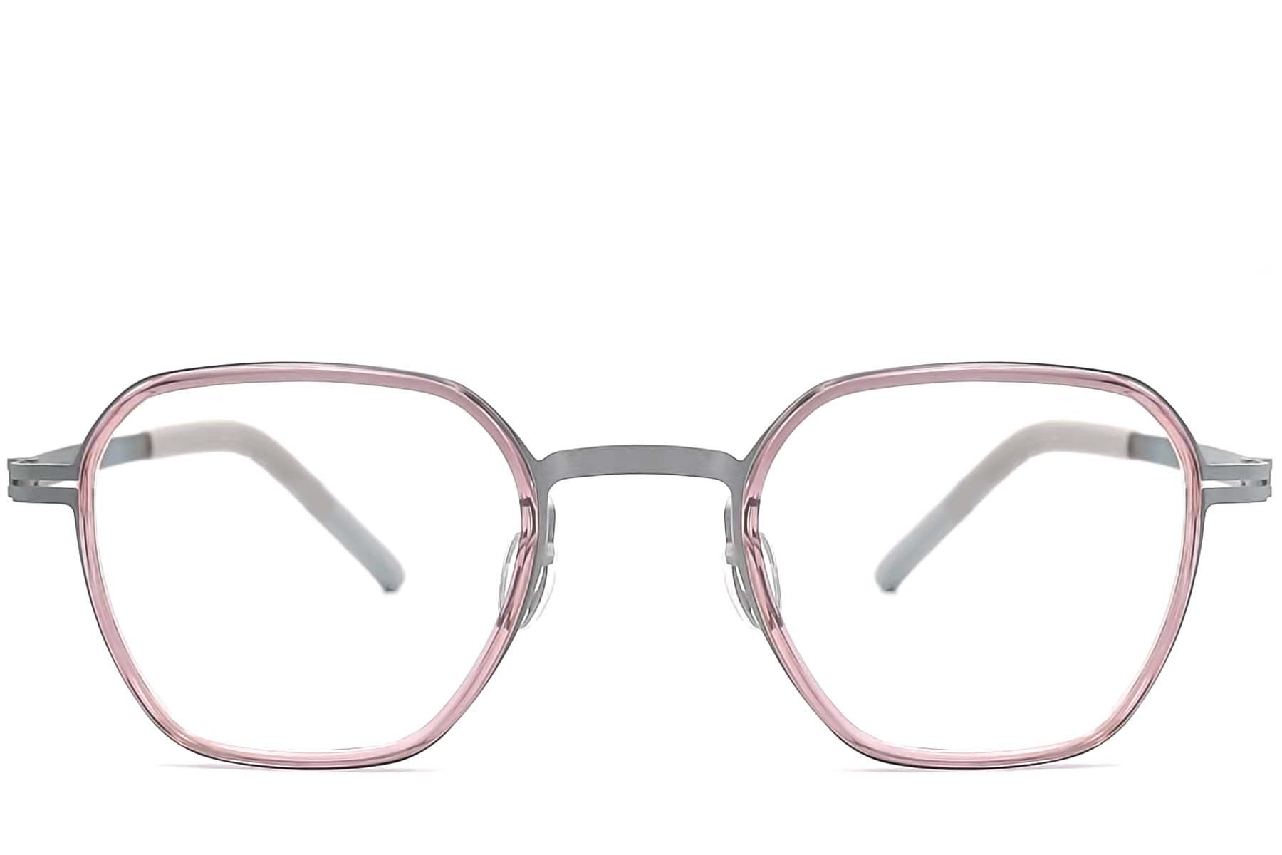 Lunettes géométriques roses en titane #BS1013-0011