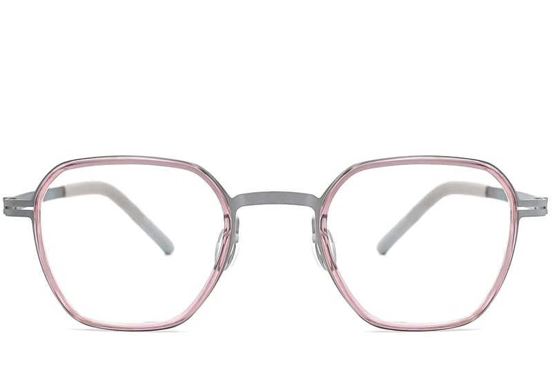 Gafas geométricas de titanio rosa #BS1013-0011