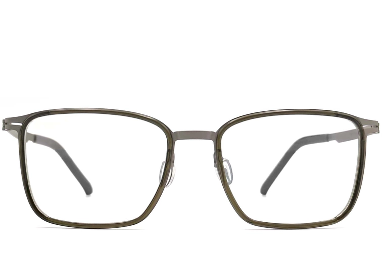 Gafas rectangulares de titanio verde #BS1013-0014