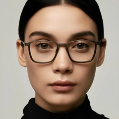 Rechthoekige groene titanium bril #BS1013-0014