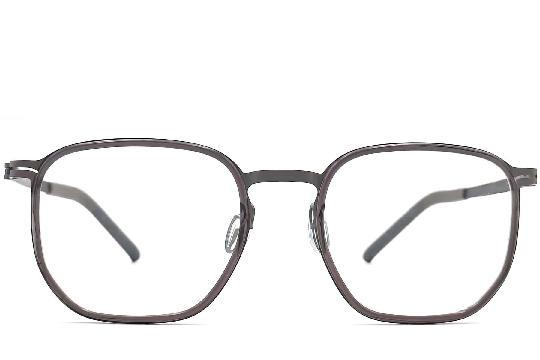 Gafas geométricas de titanio gris #BS1013-0016