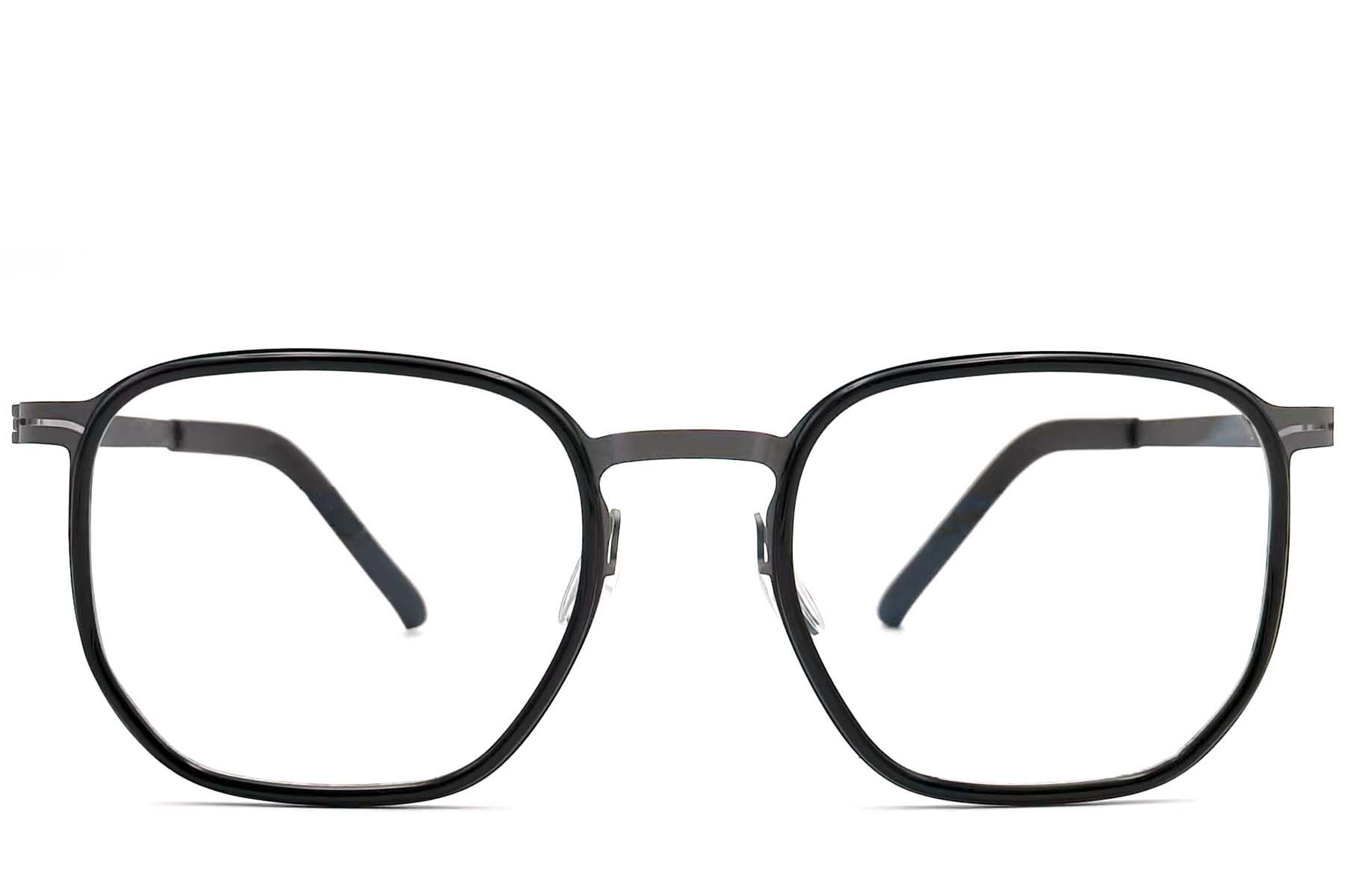 Gafas geométricas de titanio negro #BS1013-0017