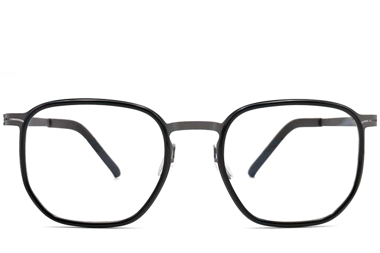 Gafas geométricas de titanio negro #BS1013-0017