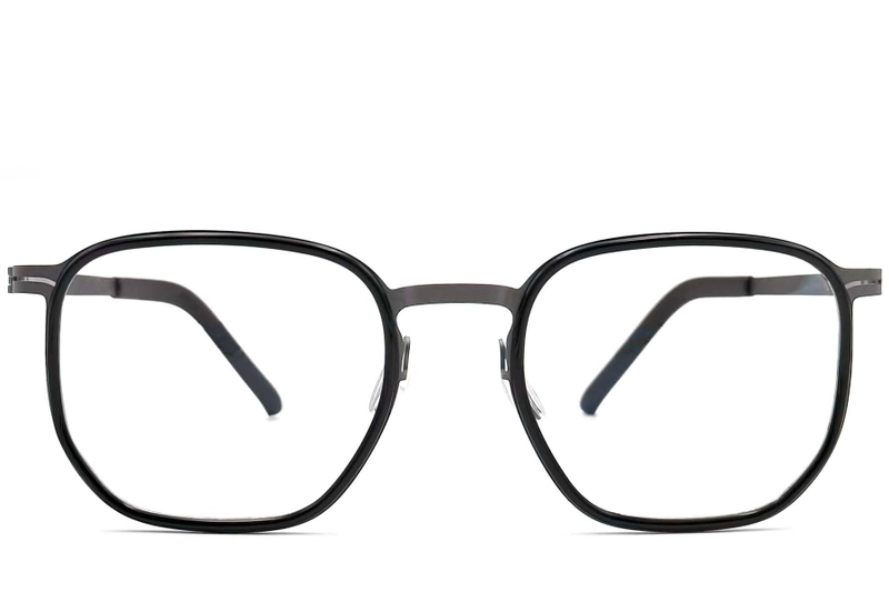 Gafas geométricas de titanio negro #BS1013-0017