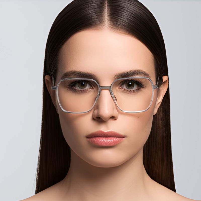 Gafas rectangulares de titanio gris #BS1013-0021