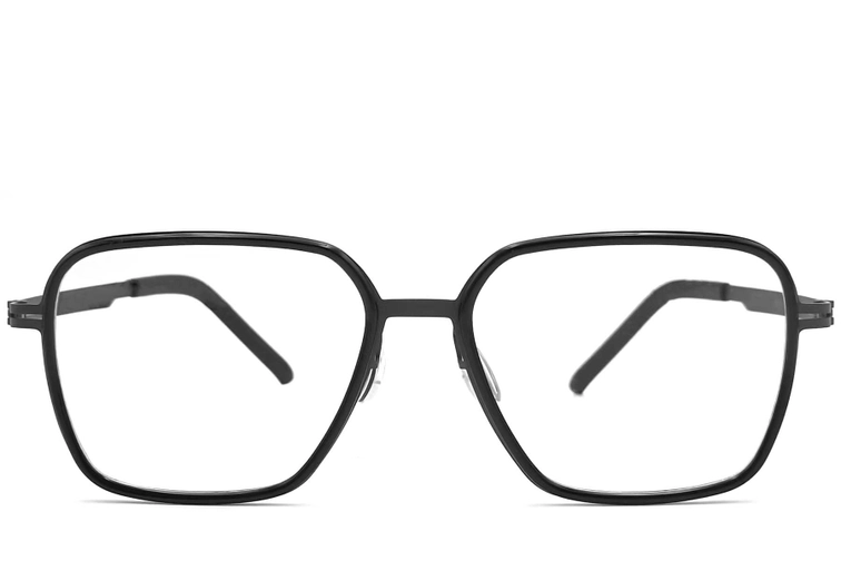 Gafas rectangulares de titanio negro #BS1013-0022