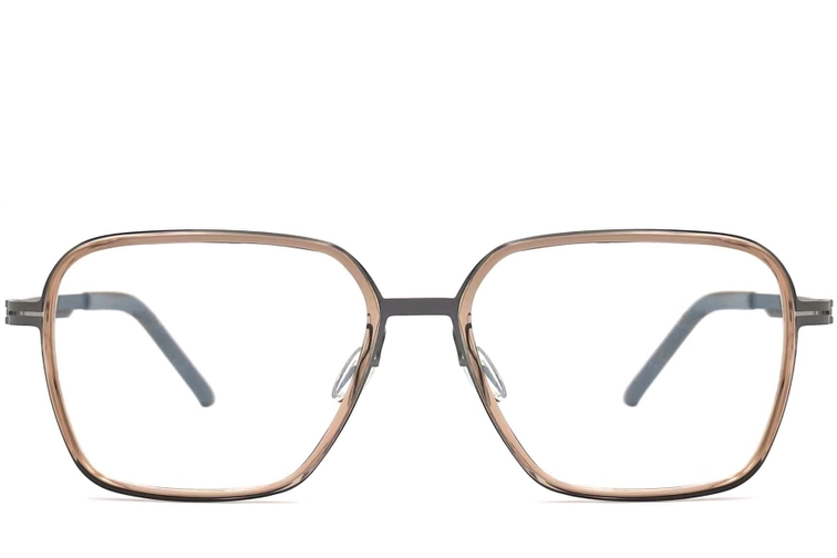 Rectangular Brown Titanium Glasses #BS1013-0023