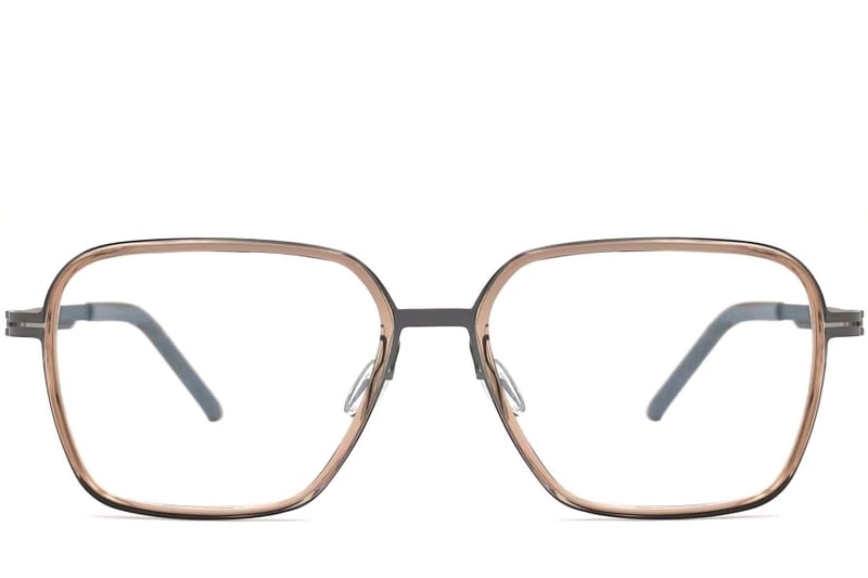 Gafas rectangulares de titanio marrón #BS1013-0023