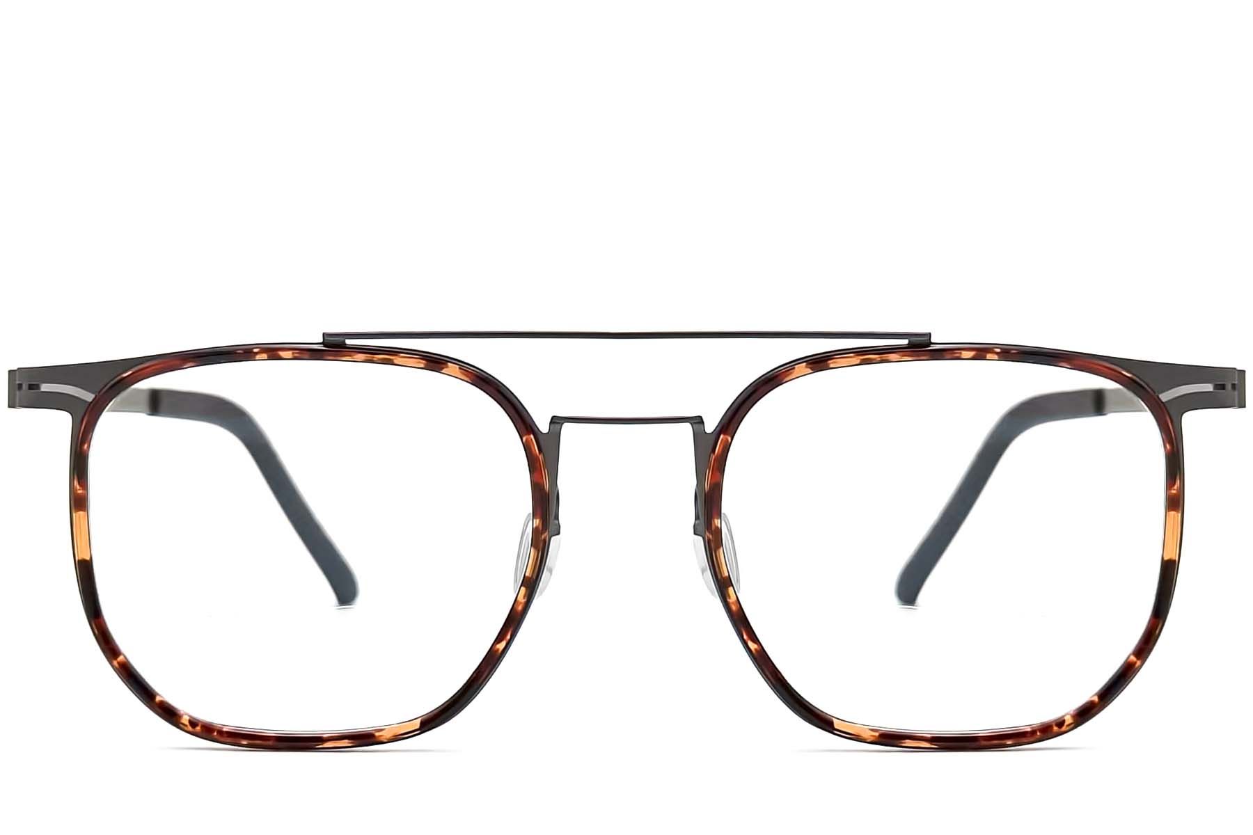 Gafas de aviador de titanio con montura carey # BS1013-0027