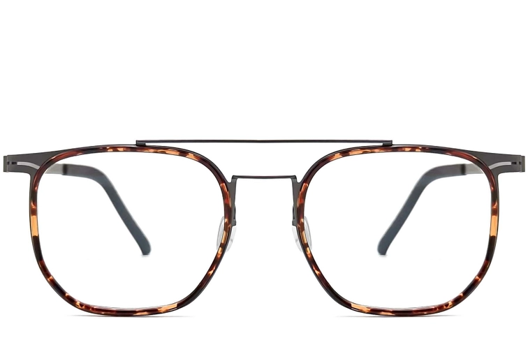 Gafas de aviador de titanio con montura carey # BS1013-0027
