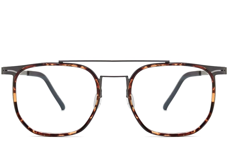 Gafas de aviador de titanio con montura carey # BS1013-0027