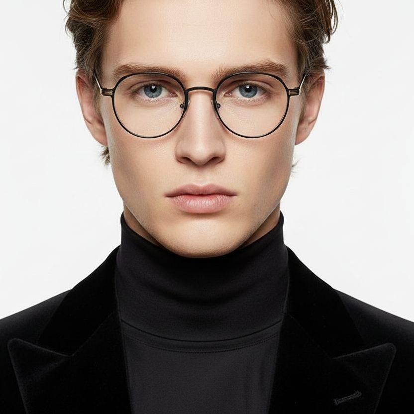 Oval Golden Metal Glasses #BS1025-0258