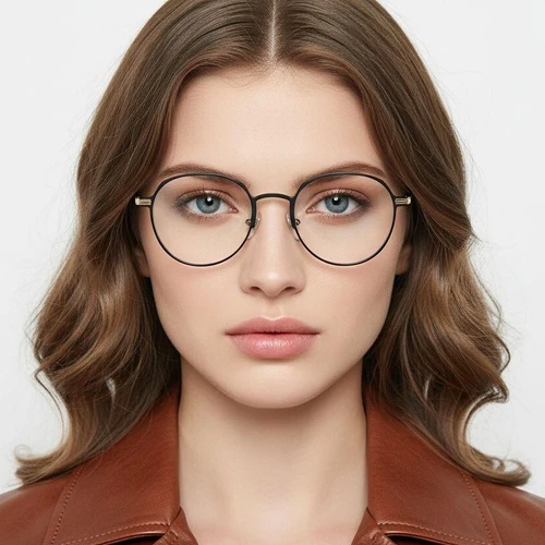 Oval Golden Metal Glasses #BS1025-0258