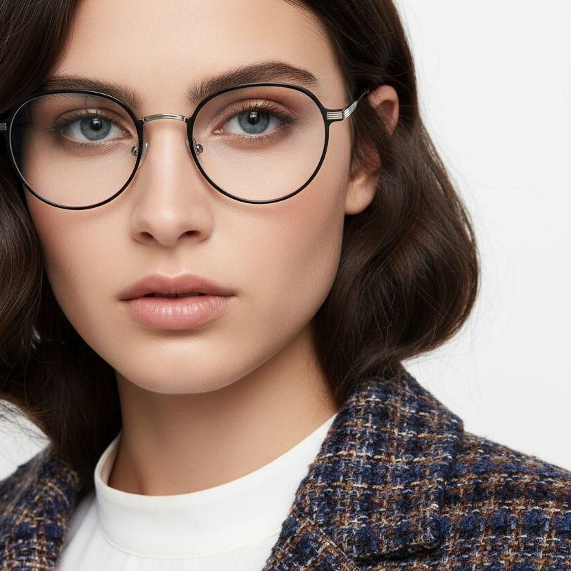 Oval Silver Metal Glasses #BS1025-0260