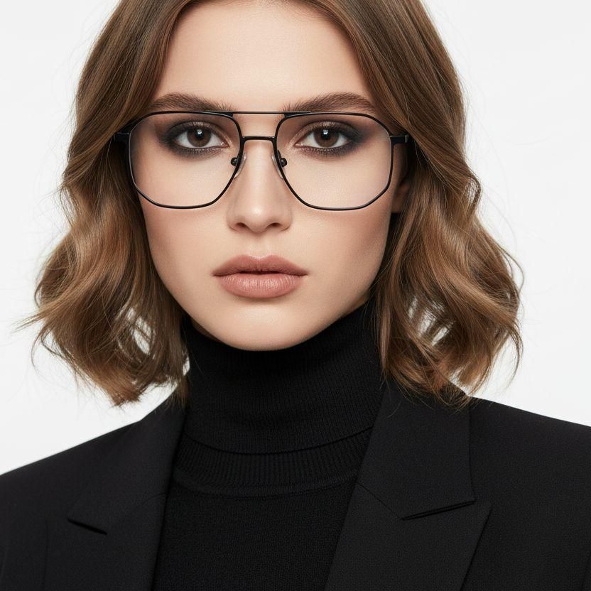 Aviator Black Metal Glasses #BS1025-0272