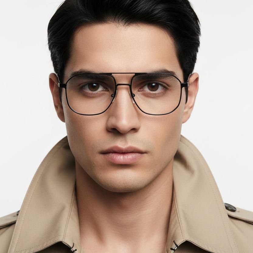 Gafas de metal gris aviador #BS1025-0273