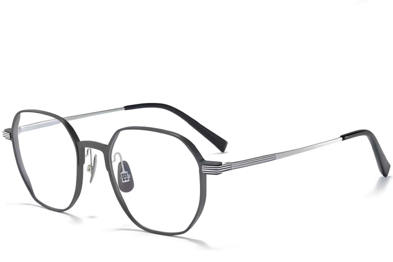 Gafas geométricas de metal gris #BS1025-0285