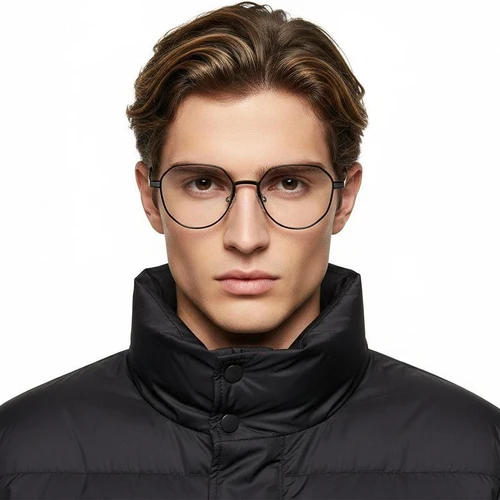 Gafas geométricas de metal plateado #BS1025-0293