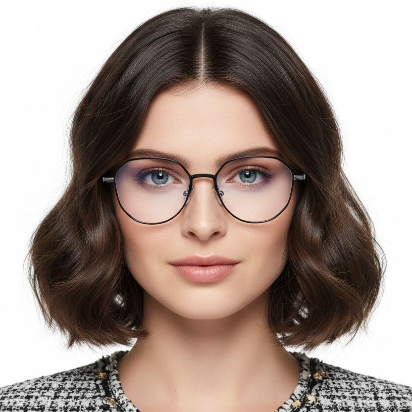 Gafas geométricas de metal plateado #BS1025-0293