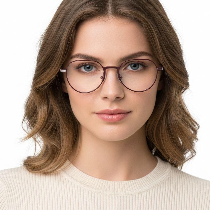 Geometric Red Metal Glasses #BS1025-0295