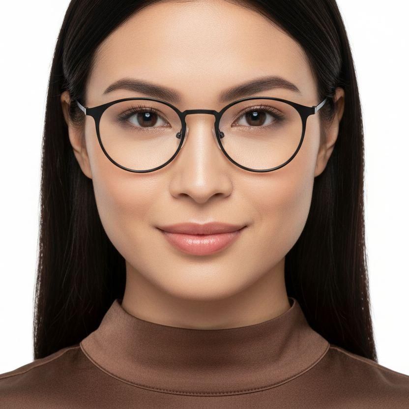 Gafas ovaladas de metal negro #BS1025-0299