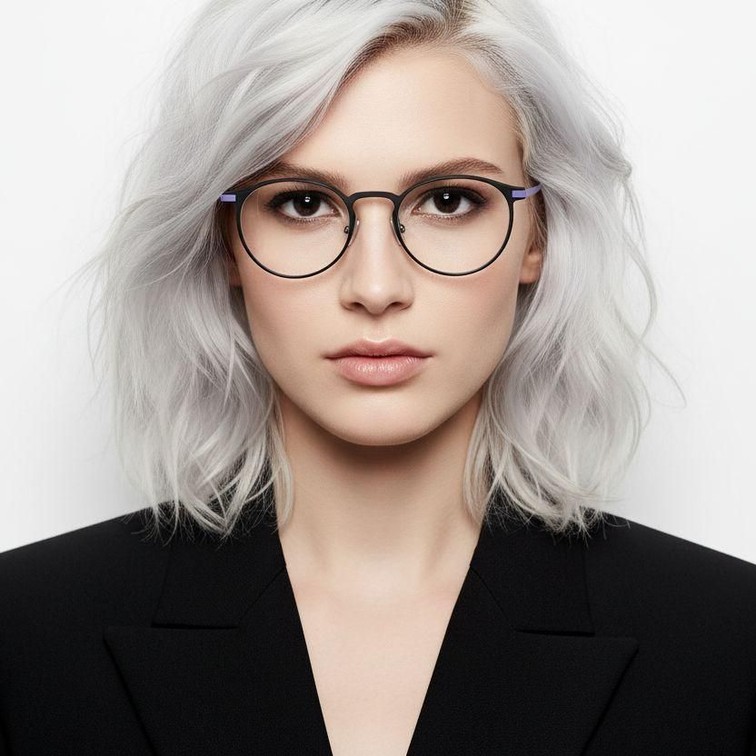 Oval Purple Metal Glasses #BS1025-0303