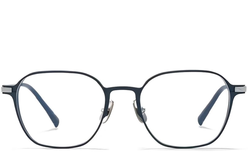 Rectangular Blue Metal Glasses #BS1025-0309