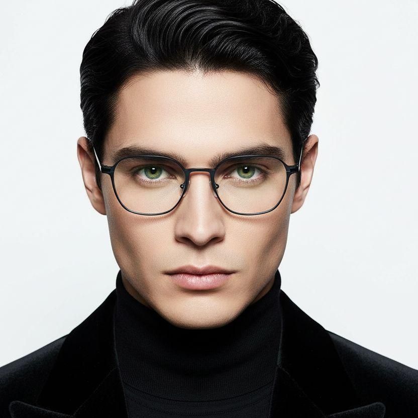 Rectangular Blue Metal Glasses #BS1025-0309