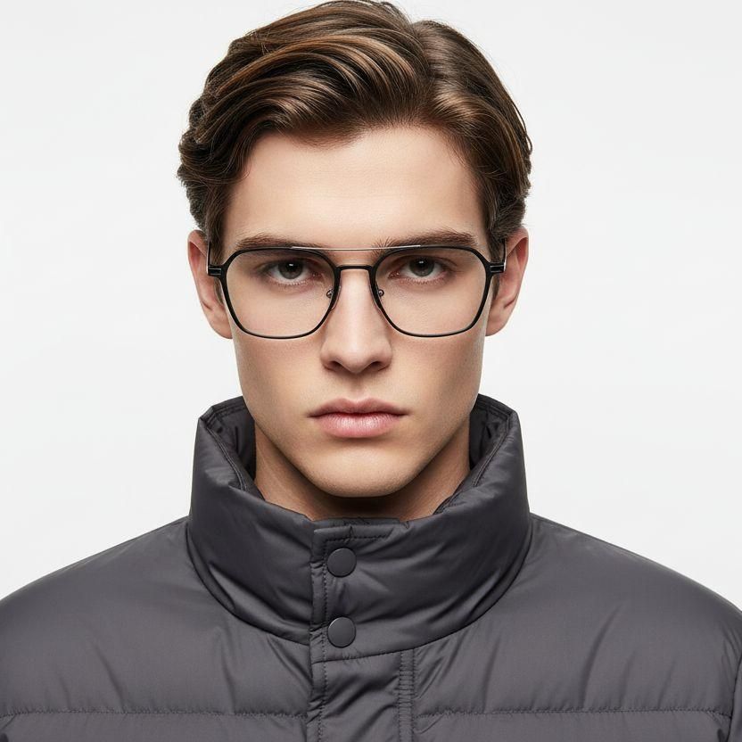 Gafas geométricas de metal plateado #BS1025-0312