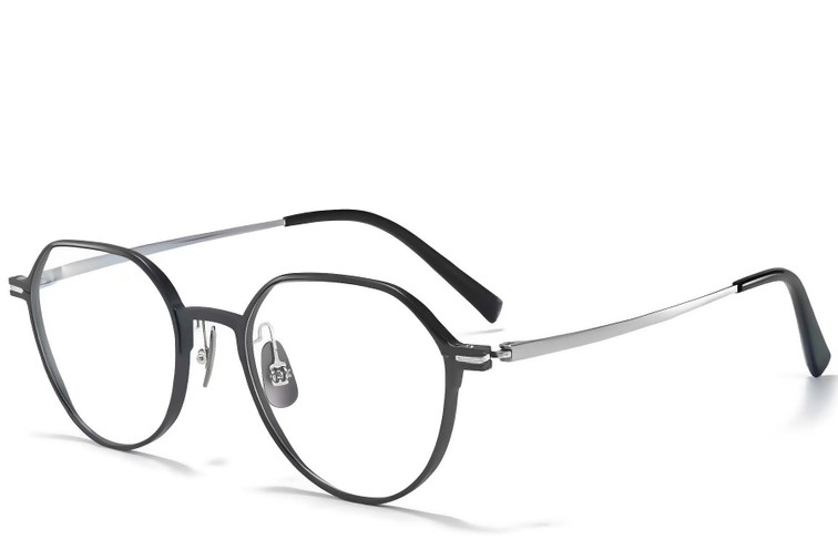 Gafas geométricas de metal gris #BS1025-0317