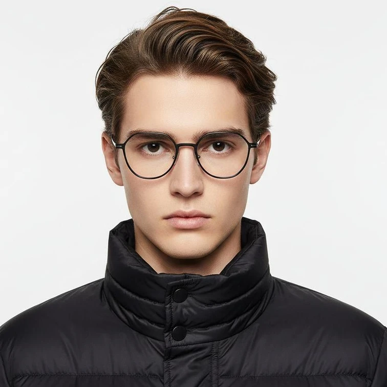 Gafas geométricas de metal gris #BS1025-0317