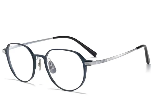 Geometrische blaue Metallbrille #BS1025-0321