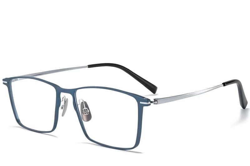 Rectangular Blue Metal Glasses #BS1025-0324