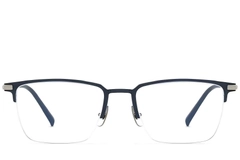 Semi-rimless Blue Metal Glasses #BS1025-0329