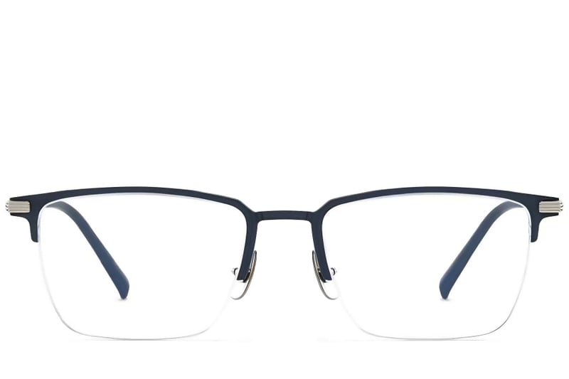 Semi-rimless Blue Metal Glasses #BS1025-0329