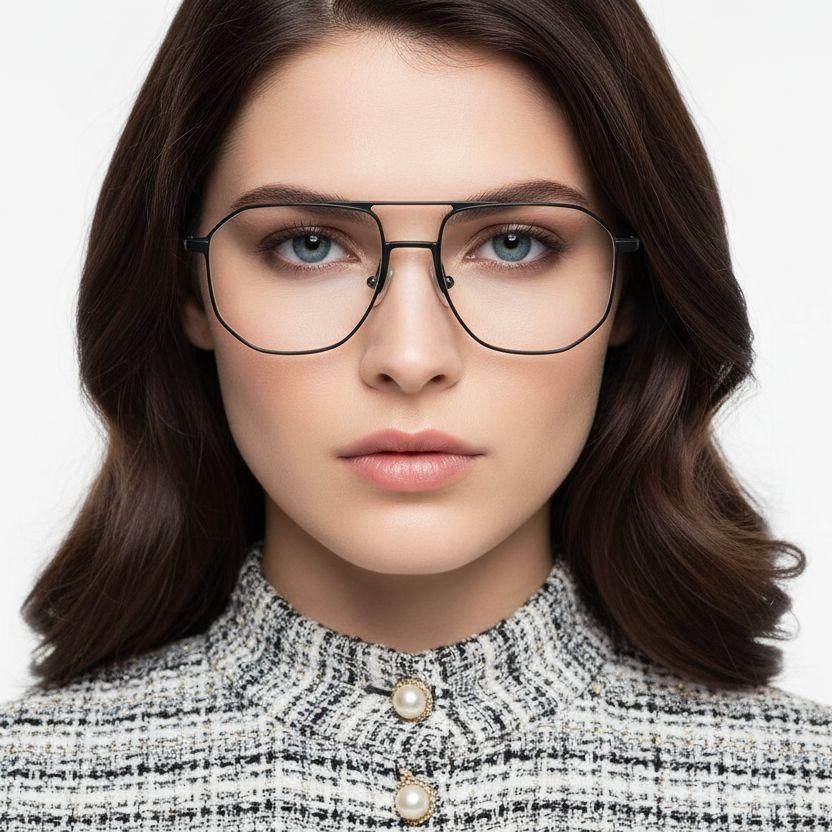 Gafas de aviador de metal negro #BS1025-0331