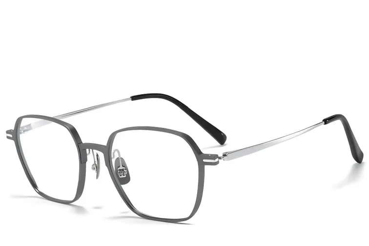 Geometrische graue Metallbrille #BS1025-0344