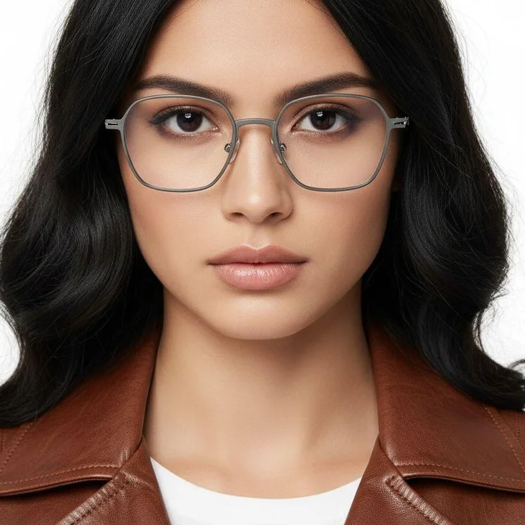 Geometrische graue Metallbrille #BS1025-0344