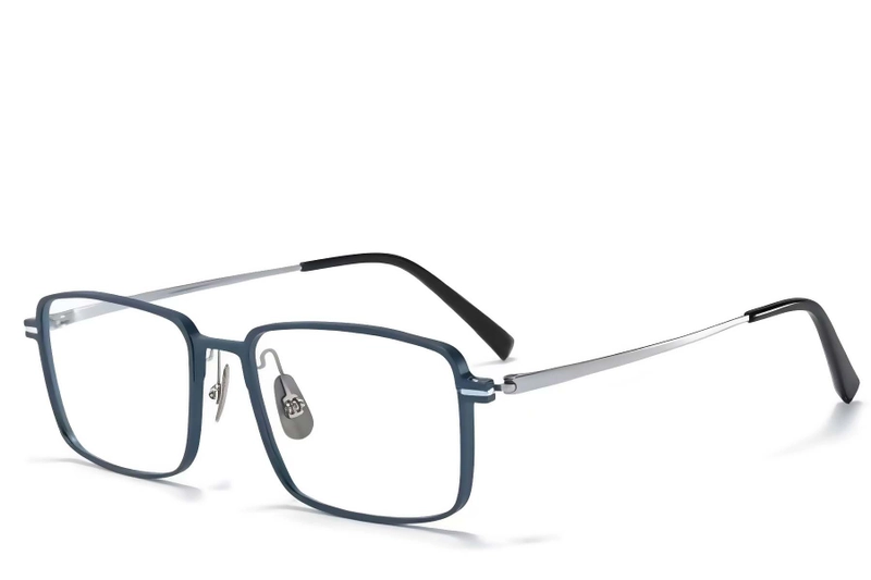 Lunettes rectangulaires en métal bleu #BS1025-0348