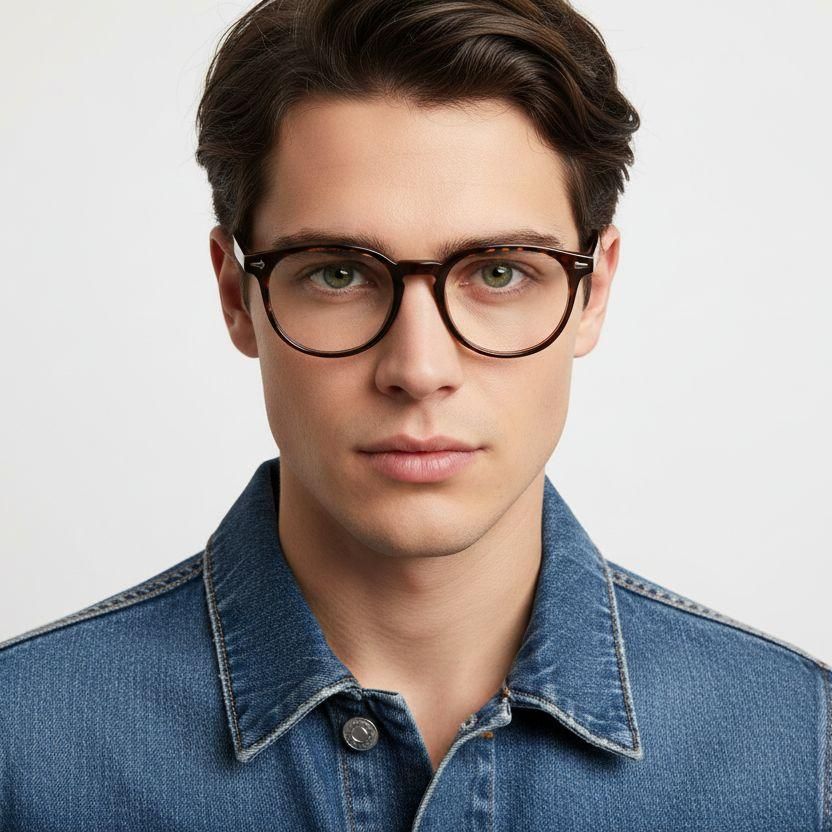 Gafas ovaladas TR90 de carey # BS1025-0372