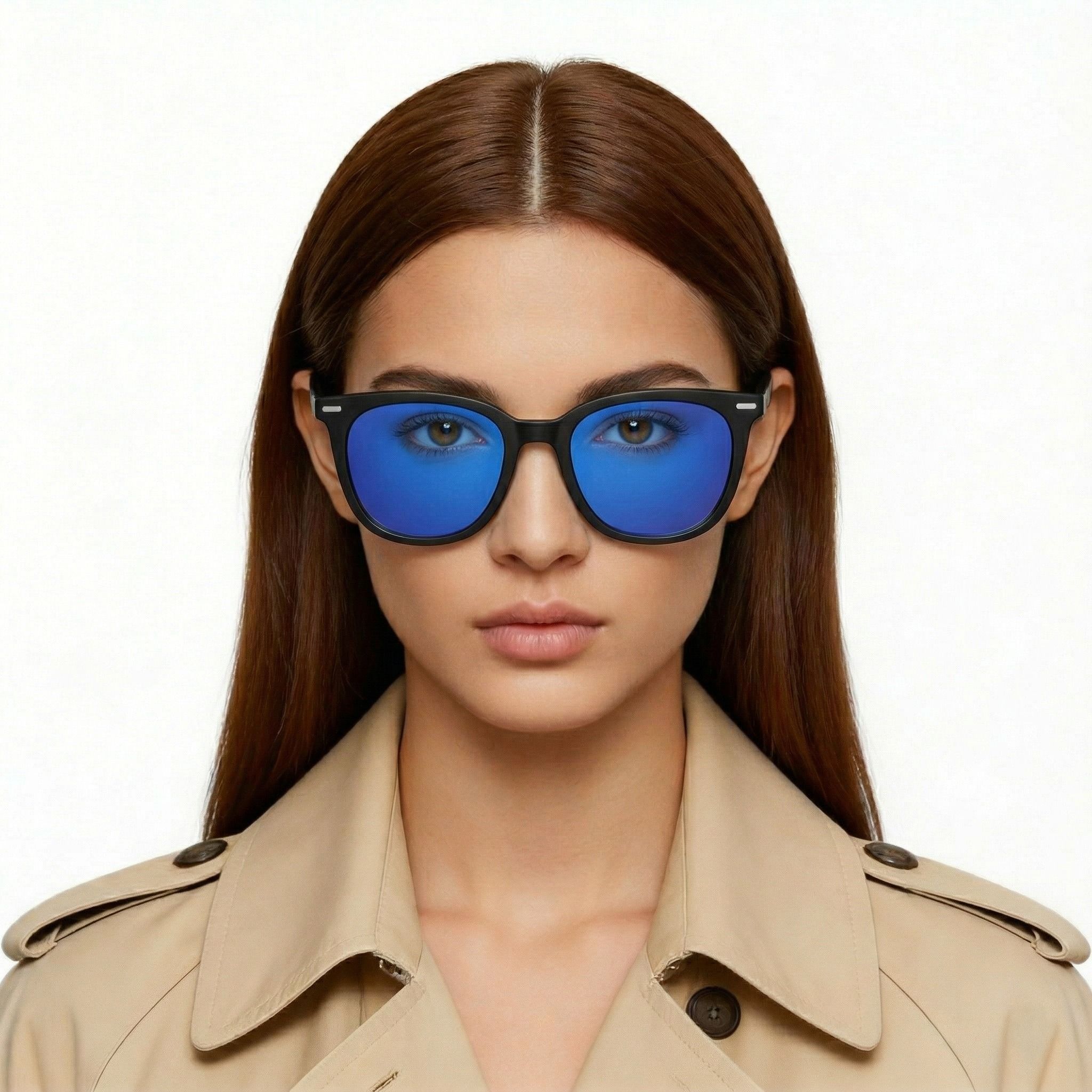 Lunettes de soleil intelligentes électrochromes AG11 bleues TR90 avec IA #BS1223-0002