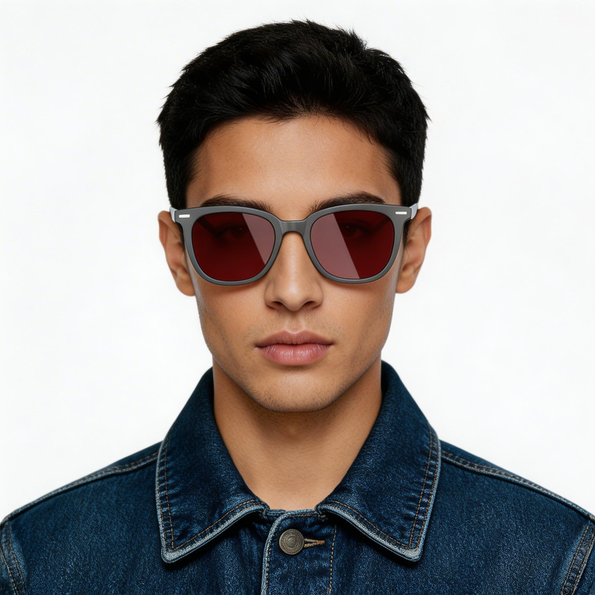 Lunettes de soleil intelligentes électrochromes AG11 rouges TR90 avec intelligence artificielle #BS1223-0003