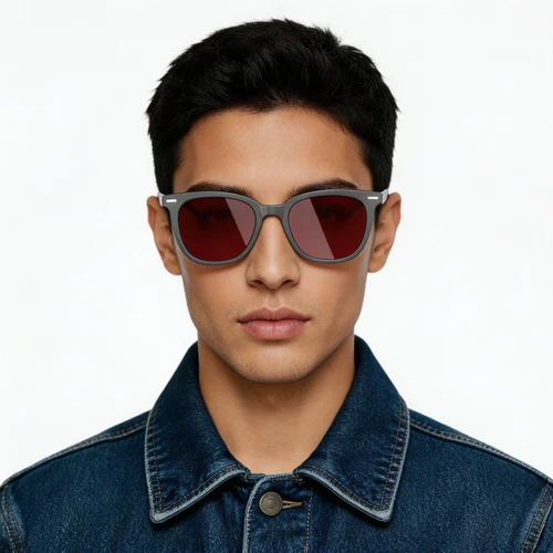 Lunettes de soleil intelligentes électrochromes AG11 rouges TR90 avec intelligence artificielle #BS1223-0003