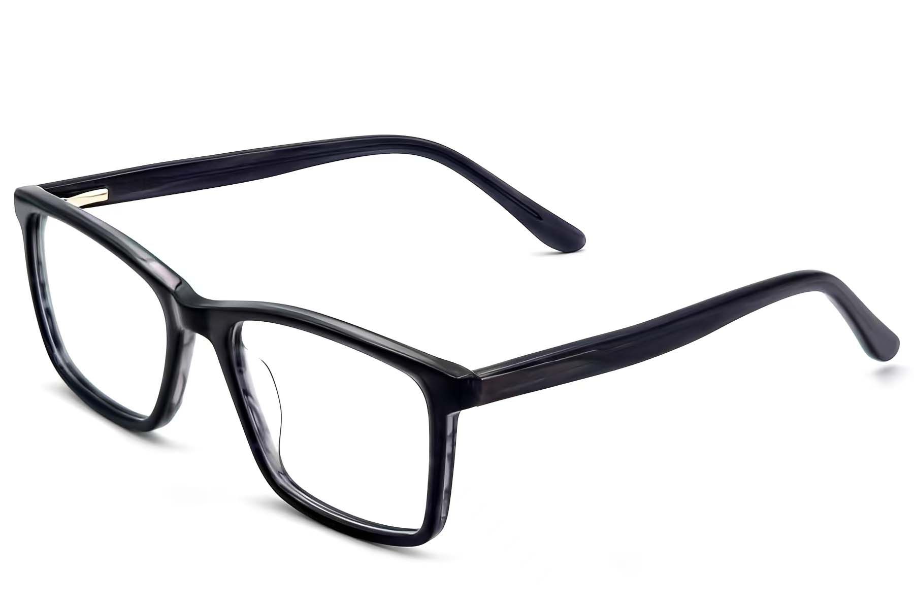 Rectangular Black Acetate Glasses #BS1224-0008