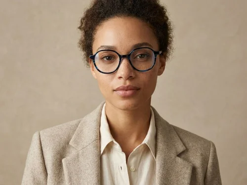 Lunettes ovales en acétate bleu #BS1224-0009