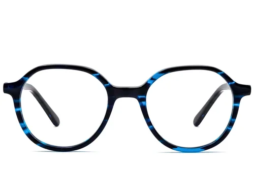 Lunettes ovales en acétate bleu #BS1224-0009
